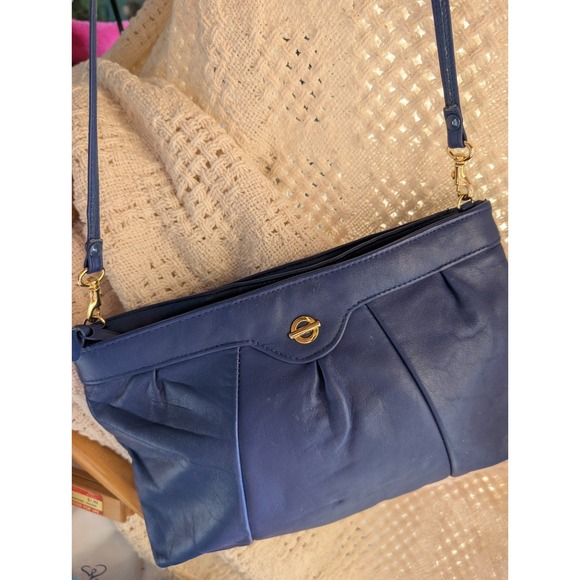 Handbags - Vintage Blue leather crossbody purse